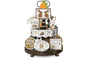 TZQFROCE 14 Piezas Conejos de Pascua Decoración Conejito de Madera Decoración de Madera Decoración de Bandeja de Pascua Decoración de Conejo de Pascua Decoración de Pascua para Colgar Decoración de M