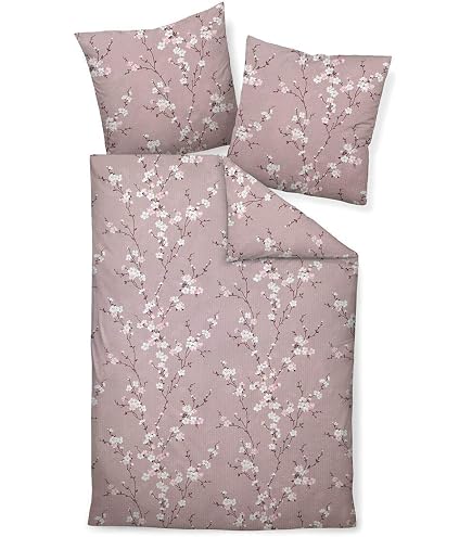 Biancheria Letto Raso Mako J.D. By Janine | 135x200 Cm, Cotone Di Alta Qualità, Design A Strisce Marroni Con Chiusura Lampo