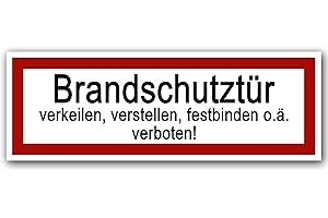 ‎STROBO 10 Stück Brandschutztür Aufkleber 21x7,2cm Sticker Brandschutztür verkeilen, verstellen, festbinden oder ähnliches verboten Warnhinweis mit UV Schutz für Außen-und Innenbereich