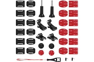 MINISOISO Casco Cámara, 33 Piezas Soporte Curvado y Plano, Adhesivo de Montaje Compatibles con GoPro Hero 4/5/6/7/8 y Otras Cámaras de Acción