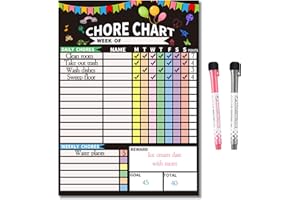 KRIZJUES Grafico variopinto, tabella magnetica ricompensa per bambini, cancellazione a secco, tabella di responsabilità per bambini, tabella di ricompensa domestica per il comportamento dei bambini（1pezzi)