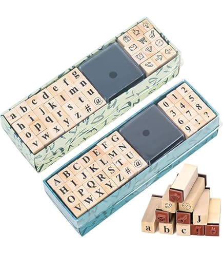UOCAI 12 Stück Zahlenstempel, Stempel Zahlen Holzstempel Für Scrapbooking, Holzstempel DIY Nummer 0 Bis 9 Für Scrapbooking, Kartengestaltung, Planer (2.4cm× 1.6cmx2.3cm