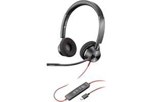 Plantronics Blackwire C3320 - Cuffie stereo con connettore USB-C e braccio flessibile per microfono, colore: Nero