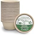 Terra Verde Disposable Bamboo Fibre Paper Dessert Bowls l 350ml Unbleached Natural Brown l Pack of 50 l Compostable Biodegradable Eco Friendly Extra Strong for Salad, Soup, Hot/Cold Food, Snacks