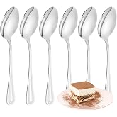 FAMILY Pack of 6 Dessert Spoon 15 x 3 cm Stainless Steel Point Design, Elegance and Functionality for Every Occasion, High-En