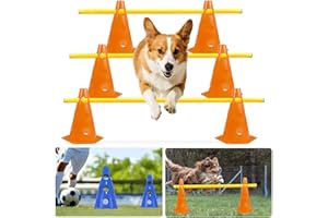 Shengruili Agility Set Hunde,Steckhürdenset Hund,Hund Hürden,Kinder Agility Hürden Hindernisse für Pferde Hundeparcours Kegel Einstellbare Trainingshürden 23cm Höhe- Stangen 100cm Lang