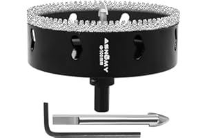 ASNOMY 100mm Diamond Hole Saw with Pilot Drill Bit, 20mm Serrated Brazing Tile Hole Saw Diamond Core Drill Bits with Guiding Bit for Ceramic Porcelain Tile Glass Stone Granite Marble