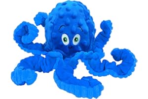 TONGKTAI Quietschendes Hundespielzeug, unzerstörbares interaktives Oktopus-Spielzeug für kleine und mittelgroße Rassen, weiches Plüsch-Spielzeug für große Hunde (blau)