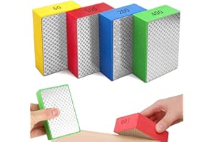 Ksvaye 4 Pcs Diamond Hand Polishing Pads, Tile Polishing Pad, Glass Tile File Sanding Block for Concrete Marble Porcelain Tile Ceramic Grinding, Polishing & Sharp Edges 60# 100# 200# 400# Grit