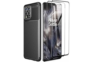 GOKEN Etui do Realme 8 Pro / Realme 8 4G (6,4 cala) + [2 sztuki] ochraniacz ekranu, odporne na wstrząsy etui na telefon z włókna węglowego, wąskie, miękkie, silikonowe etui ochronne na zderzak, czarne