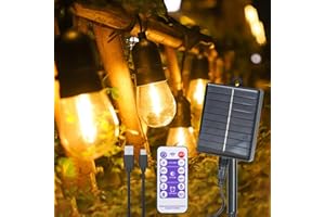 LoQuick Catena Luminosa Esterno, S14 Catena di luci solari per esterni 5M, 10 LED, Impermeabili Luci Gazebo Esterno, 8 modalità, per Balcone Giardino Terrazza Partito Natale, Bianco Caldo