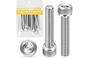 Śruby cylindryczne z gniazdem sześciokątnym M8 x 50 mm, 10 sztuk, Caianwin DIN 912 stal nierdzewna (A2 V2A) śruby do maszyn przemysłowych, pojazdów silnikowych, budownictwa