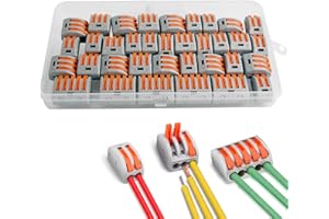 ZFYQ Morsettiere Elettriche, 35 Pezzi Capicorda a Morsetto a Leva Connettore, 2 Porte 15Pcs, 3 Porte 15Pcs, 5 Porte 5Pcs, Usato per Filo Solido, Incagliato e Flessibile