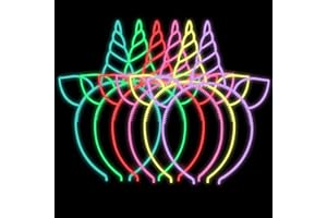NENJINDZ Candygirl Unicorn Headbands Glowing Unicorn Headbands for Girls Women Glitter Unicorn Birthday Hairband for Kids Party Hats (6 pcs)