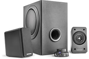 Wavemaster MX3+ BT 2.1 Lautsprecher System (50 Watt) mit Bluetooth-Streaming Aktiv-Boxen Nutzung für TV/Tablet/Smartphone/PC schwarz (66506) grau