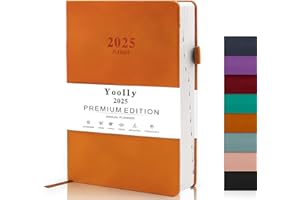 Yoolly 2025 Diary Planner, 2025 Diary A5 Page A Day, Thick Pages Notebook, Year Daily Calendar Planner, Complete Business Planner, Agenda and Journal Organiser (Orange)