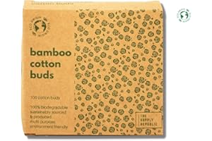 THE SUPPLY REPUBLIC 100 Bamboo Cotton Buds | 100% Eco-Friendly Biodegradable | 100 Ear Buds Cotton… (100 Count)