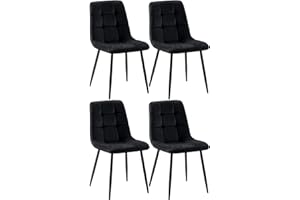 ‎CLP CLP Esszimmerstühle 4er Set Samt Asti, Bequeme Küchenstühle gepolstert, Polsterstühle Esszimmer mit Rückenlehne, bis 150 kg belastbar, Farbe:schwarz