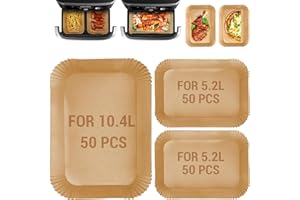 VIRIECH 150 Pezzi di Carta da Forno per Friggitrice ad Aria Calda AF500EU Ninja Foodi Flexdrawer da 10,4 L e 5,2 L, Carta Forno per Friggitrice ad Aria, Carta Rettangolare Airfryer per Flexdrawer