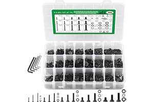 LUKAISEN 1500 Pezzi Kit Assortimento Viti e Dadi, M2 M3 M4 M5 M6 Dadi Viti a Testa Piatta Cilindrica con Esagono Incassato Bulloni Dadi Set, con 5 Chiavi