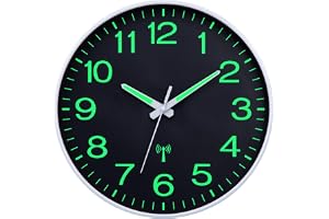 VIVILINEN Radiostyrd ljusväggklocka Tyst utan tick-tack Pendelt väggklocka Fluorescerande Modern väggklocka för kök, kontor