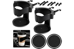 MOPUBZO Lot de 2 Porte Gobelet Voiture – Universel, Support Réglable avec 2 Tapis Antidérapants, Porte-Boisson Auto pour Ventilation, Console Centrale, Compatible Canette, Café, Bouteille