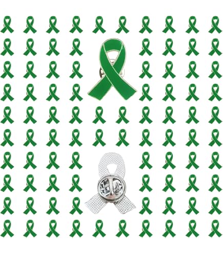 TSYMINQC 50 Pieces Green Ribbon Lapel Pins - Awareness Brooches For Mental Health, Environment, Liver Cancer - View #9