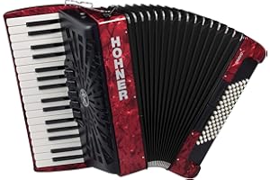 Hohner Bravo III 72 SilentKey - Acordeón (34 teclas de piano, 4 cordiales de bajos estándar, 72 bajos estándar, incluye correa de transporte y funda), color rojo