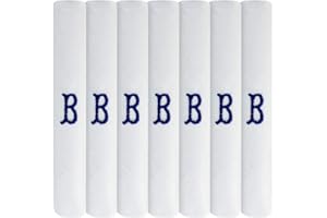 Surf the Shop 7 Pack Of Mens Initial Embroidered White Handkerchiefs With Satin Border, Various Letters