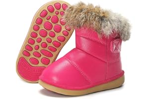 Gaatpot Botas para Niña Niño Zapatos de Nieve Botines para Invierno Bota Calentitas Forradas Impermeables Bebé Boots Negro 21-30