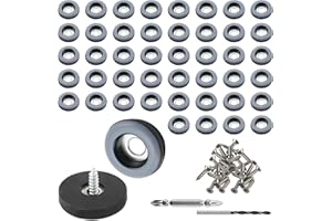 BOUGPENG 48 Piezas Almohadillas de Teflón para Muebles con Tornillo Ø19mm (Redondo) con 48 Tornillos de Acero Inoxidable Viene con 2 Brocas Deslizadores de Muebles Deslizadores de alfombras (PTFE Teflón)