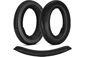 Defean Cuscinetti auricolari e fascia di ricambio compatibili con cuffie Sennheiser PC350 HD380 Pro, cuscinetti, paraurti, copertura, coppe, schiuma (cuscinetti auricolari in pelle proteica + fascia)