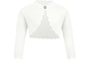 trudge Cárdigan Básico para Niña Bolero de Manga Larga para Niños Chaqueta de Hombro Chaqueta de Bolero Corto para Vestido de Comunión Vestido de Bautizo