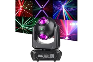 METYONLASER Luces de fiesta de DJ, luz de cabeza móvil de 100 W con luz de escaneo con efecto de haz, luces de DJ giratorias infinitas con sonido activado para bodas, fiestas de DJ y casas en vivo