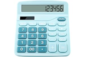 AITVSFAO Desk Calculator, 12-Digit Dual Solar Battery Calculators with Large LCD Display, Office Calculator with Large Buttons, Standard Function Desktop Calculator for Office Home School (Blue)