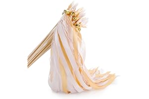 WILLIYATT Baguettes De Mariage 60 Pcs avec rubans de mariage Baguettes Bâtons Ruban, pour Fête Célébration De Vacances Mariages Anniversaires