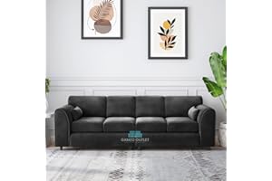 Gamzo Outlet Stylish Firm 4-Seater Full Back Plush Sofa Luxurious Comfort Furniture For Spacious Modern Living Room (Black, 4 Seater Sofa)