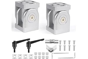 DNGH Profilo in alluminio con leva di serraggio, profilo in alluminio 40 x 40 cm, 8 connettori angolari regolabili, cerniera flessibile, rotazione di 180°, in lega di zinco, per progetti fai da te