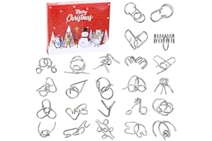 SEASBOES 24 sztuki puzzli, kalendarz adwentowy, kalendarz adwentowy, Boże Narodzenie, zabawki, metalowe gry w puzzle, gra w cierpliwość, gra w puzzle, prezent na Boże Narodzenie