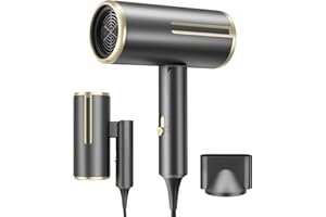 Nisperos Haartrockner Ionen, Ionen Föhn, Reisefön Klappbar Klein, Hair Dryer, Haartrockner & Zubehör, 2 Heiz- und 3 Geschwindigkeitsstufen Schonendes Styling & Gleichmäßige Wärmeverteilung（Grau）