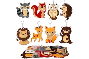 DATIFF 8 Stück Tier Nähset Kinder Nähen Bastelset Waldtier Filz Anfänger Nähpaket Pädagogische Kreativsets DIY Kunst Handwerk mit Stickgarn Plastiknadeln für Jungen Mädchen Geburtstag Geschenk