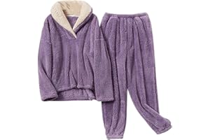 YIJOY Pigiama in Pile Corallo Donna Autunno E Inverno Set Flanella Ispessimento Lounge Sleepwear