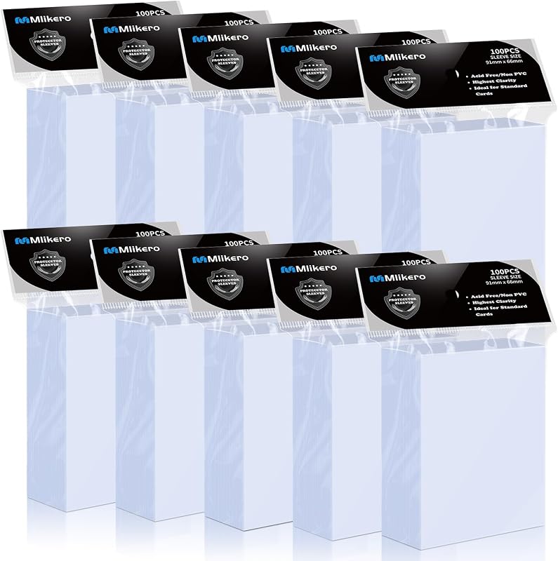 Mlikero 1000 Stück Standard Soft Kartenhüllen, Transparente Kartenhüllen passend für MTG Karten, Sammelkarten, Sportkarten, Karten Hüllen 66 x 91 mm