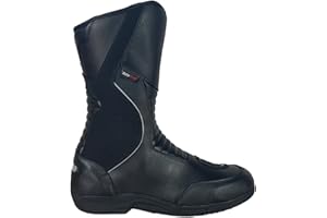 BOHMBERG Viatos - Botas de moto para hombre, de piel auténtica, Negro