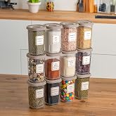 Porsima 1061 Spice Bowl Set with Swivel Lid Label - 350 cc with 12 Cappuccino Lids