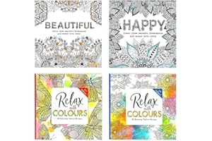 Sixstore Colour Therapy Relaxing Anti-Stress Adult Colouring Books - Set of 4 -Choose Your Set (Set 9)