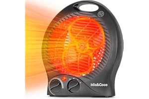 Mia&Coco Termowentylator energooszczędny z termostatem, 2000 W, przenośny grzejnik elektryczny z 3 stopniami ogrzewania, Instaheat elektryczne ogrzewanie do salonu, sypialni, biura, MFMP-01