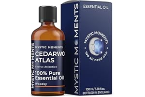 Mystic Moments | Olejek eteryczny z drewna cedarowego Atlas 100 ml – czysty i naturalny olejek do dyfuzorów, aromaterapii i masażu – mieszanki wegańskie, bez GMO
