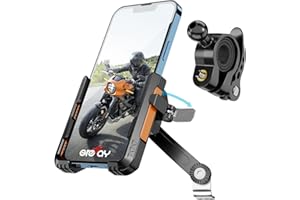 Grefay Motocykl Uchwyt na Telefon uchwyt na Kierownicę Motocykl Uchwyt na Telefon Lusterko Wsteczne (2 Metody Połączenia + 1 S Szybki Demontaż) z 360 Obrotem Dla Smartfona 4.0-7.0 Cala