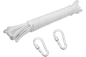 ZKSM 25m Corde polypropylène(diamètre 6mm) 2 Crochets pour Drapeau Pole, Drapeaux, vêtements à Suspendre, Articles et Meubles (charge de rupture : 90 Kg)